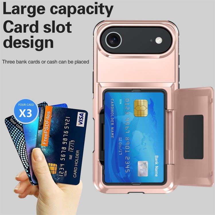 Funda abatible para iPhone 17 Air Kalebol con tarjetero, a prueba de golpes (negra)