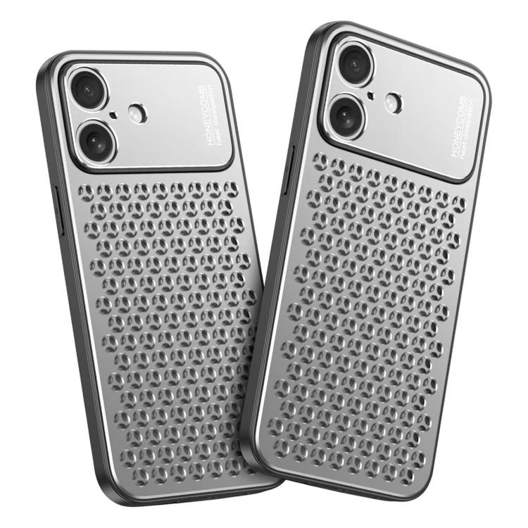 Funda metálica transpirable y refrescante Kalebol para iPhone 16 (plateada)