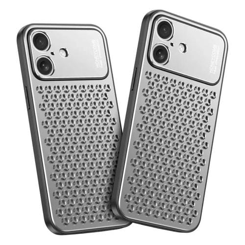 Funda metálica transpirable y refrescante Kalebol para iPhone 16 (plateada)