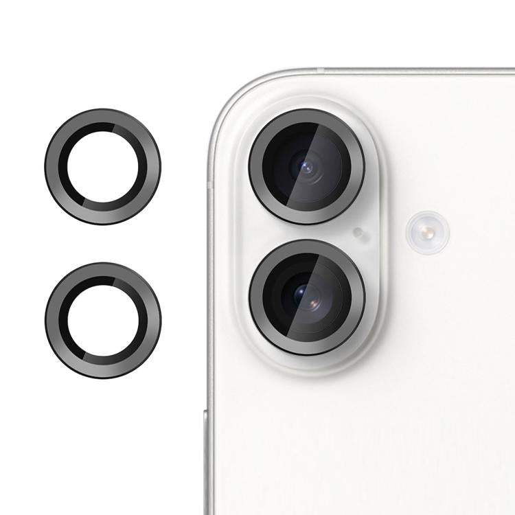 For iPhone 16 Kalebol No Flicker Ultra-Thin Individual Camera Lens Tempered Glass Film(Black)