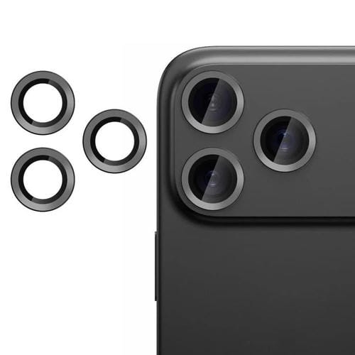 Película de vidrio templado Kalebol para iPhone 17 Pro, ultrafina y sin parpadeo, para lente de cámara individual (negro)