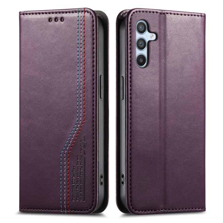 Funda de cuero con correa elåstica y ventosa magnética para Samsung Galaxy A54 5G (morado)