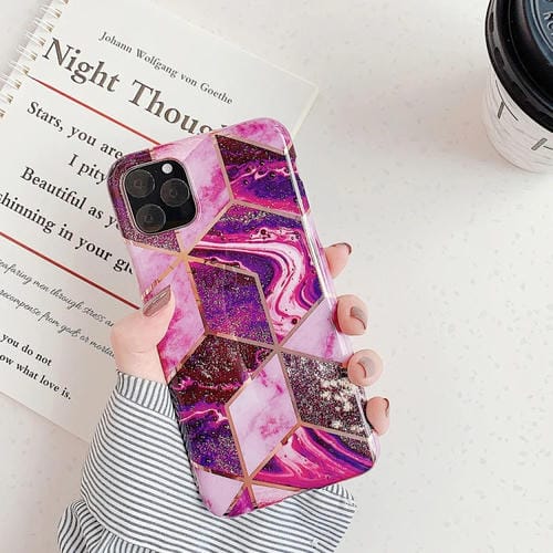 Funda para teléfono móvil iPhone 11 TPU patrón geométrico mosaico mårmol (Magenta)