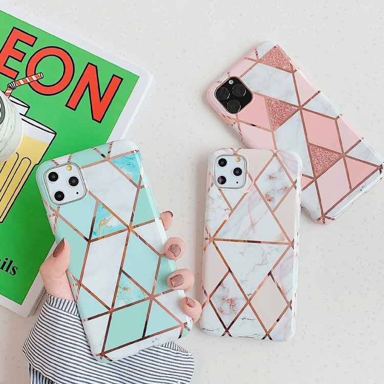 Funda para teléfono móvil iPhone 11 TPU patrón geométrico mosaico mármol (Magenta)