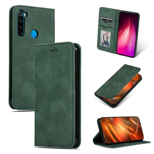 Para Xiaomi Redmi Note 8 Retro Skin Feel Business Funda de Cuero con Tapa Horizontal Magnética (Verde Militar)