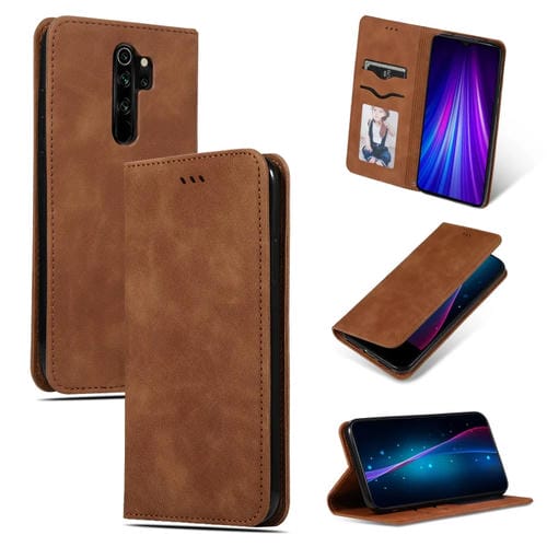 Para El Caso de Xiaomi Redmi Note8 Piel Pro Retro Sentir Negocios Magnético Horizontal de Cuero del Tirón (Brown)