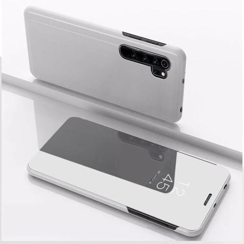 Para Xiaomi Mi Cc9 Pro Funda de Cuero con Tapa Horizontal con Espejo Plateado y Soporte (Plateado)