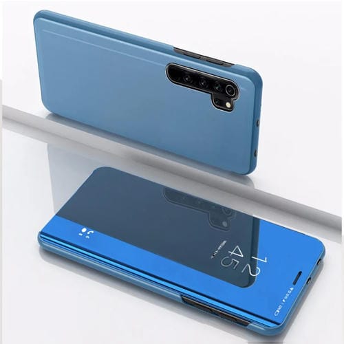 Para Xiaomi Mi Cc9 Pro Funda de Cuero con Tapa Horizontal con Espejo Plateado y Soporte (Azul)