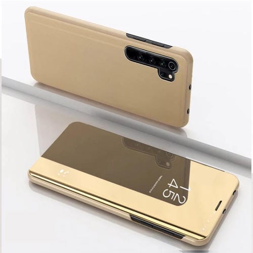 Para Xiaomi Note 10 Pro Cubierta de Cuero con Tapa Horizontal con Espejo Plateado con Soporte Funda para Teléfono Móvil (Dorado)