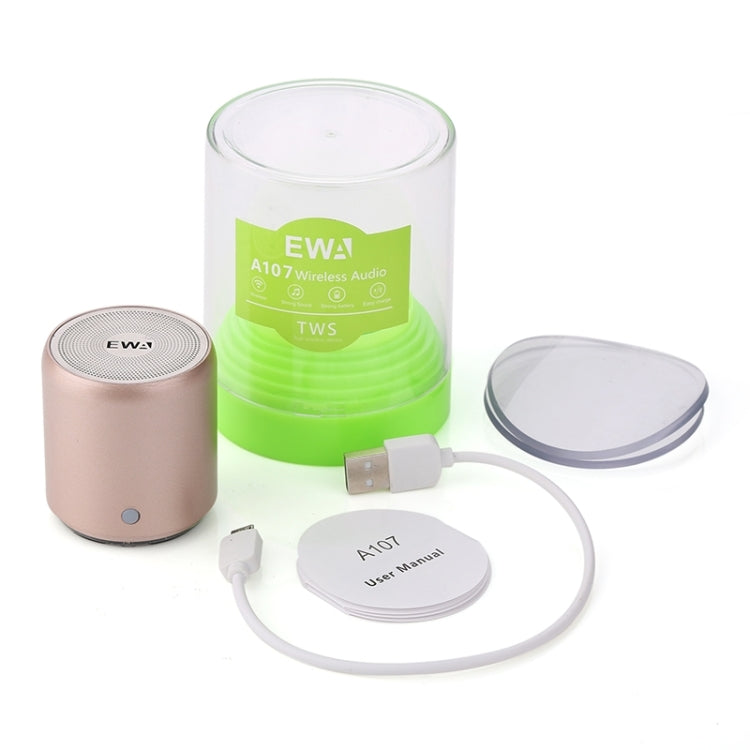 Altavoz Bluetooth Ewa A107 TWS Portátil Super Mini Subwoofer Impermeable (Negro)
