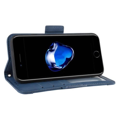 Funda de Cuero Wallet Style para iPhone SE 2022 y SE 2020 con Ranura para Tarjeta Separada (Azul)