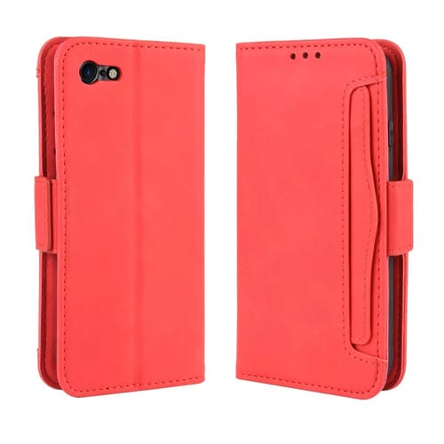 Funda de Cuero iPhone SE 2022 y SE 2020 Wallet Style con Ranura para Tarjeta (Rojo)