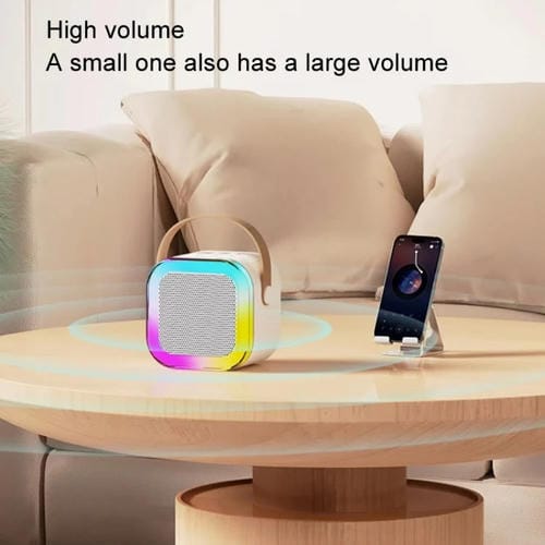Altavoz Inteligente con Micrófono Dual Bluetooth Portátil Karaoke para Teléfono Móvil (Azul)