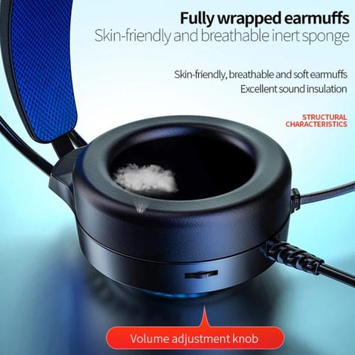 Auriculares con Cable para Ordenador Yindiao Q7 con Luz Colorida, USB para Juegos, Tarjeta de Sonido USB 7.1 (Rosa)