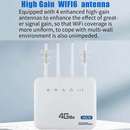 Enrutador de Tarjeta SIM Inalámbrico 4G WIFI6 Volte CPE Versión Estadounidense con RJ45 y RJ11 (Blanco) Enchufe Estadounidense