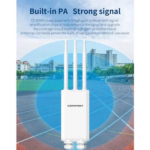 Amplificador de Señal Inalámbrico Gigabit Comfast CF-EW85 1300 Mbps 2,4G/5,8G Compatible CC/PoE Enchufe Australiano