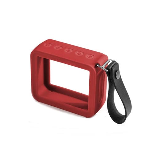 Funda de silicona para altavoz JBL Go 2 con correa de mano de PU roja