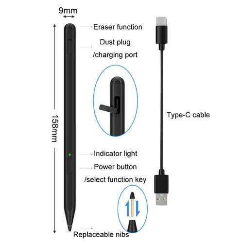 Lápiz Óptico Para Tableta Chromebook Fire Max 11 con Protocolo USI2.0 Antifalsificación (Plateado)