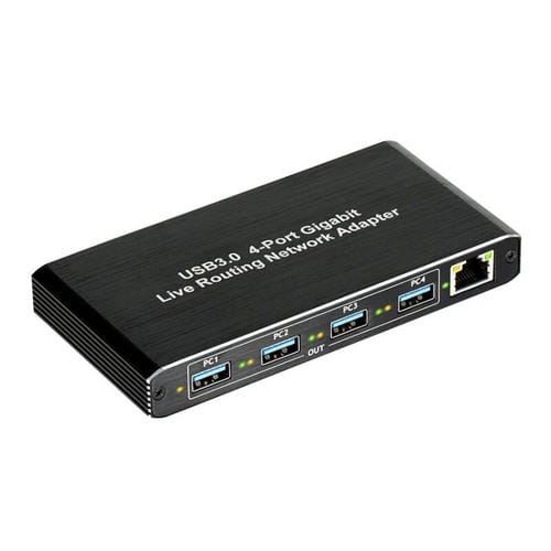 Adaptador de Red Gigabit USB 3.0 de 4 Puertos Enrutador Plug And Play (Negro)