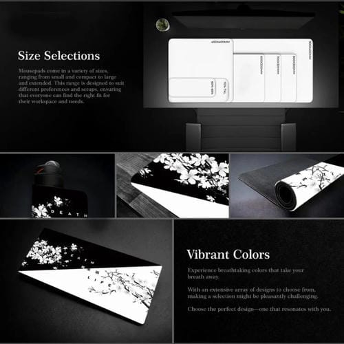 Alfombrilla de Ratón Antideslizante de Goma con Diseño de Flor de Cerezo y Pintura en Tinta 300x600x2 mm (Patrón 3)