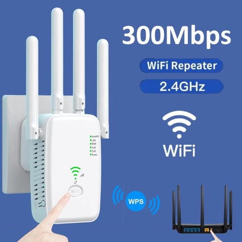 Repetidor Inalámbrico Urant U11 300 Mbps 2,4 GHz Amplificador Señal WIFI Configuración Rápida WPS Enchufe Británico (Negro)