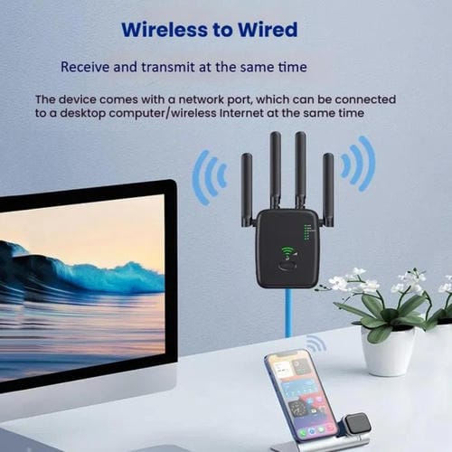Repetidor Inalámbrico Urant U11 300 Mbps 2,4 GHz Amplificador Señal WIFI Compatible Configuración Rápida WPS Enchufe Europeo (Negro)