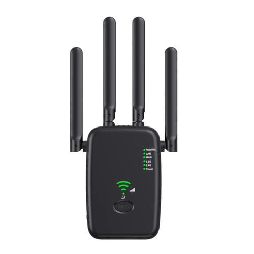 Repetidor Inalámbrico Urant U11 1200 Mbps 2,4G y 5,8G Amplificador Señal WIFI Compatible WPS Enchufe Europeo (Negro)