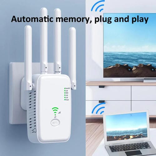 Repetidor Inalámbrico Urant U11 1200 Mbps Amplificador Señal WIFI 2,4G 5,8G WPS Enchufe Británico (Blanco)