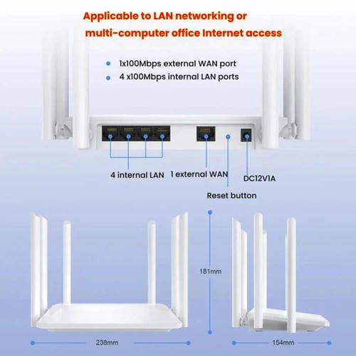 Enrutador Inalámbrico Urant 300 Mbps Compatible con Acceso Telefónico Banda Ancha Punto de Acceso Antena 6x5 dB Enchufe Estadounidense