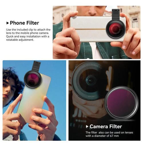 Filtro Fotográfico Apexel Apl-67Cpl para Teléfono Móvil con Lente Reductora de Luz Ajustable (67mm)
