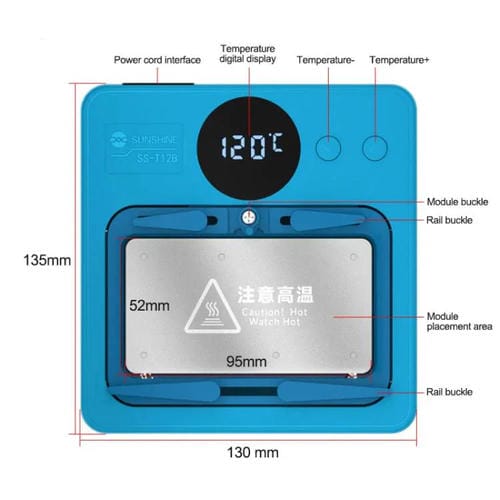 Kit de Plataforma de Calefacción Sunshine Ss-T12B Reparación de Placa Base de 13 en 1 Compatible con Apple iPhone 7G-16Pm y Android Universal