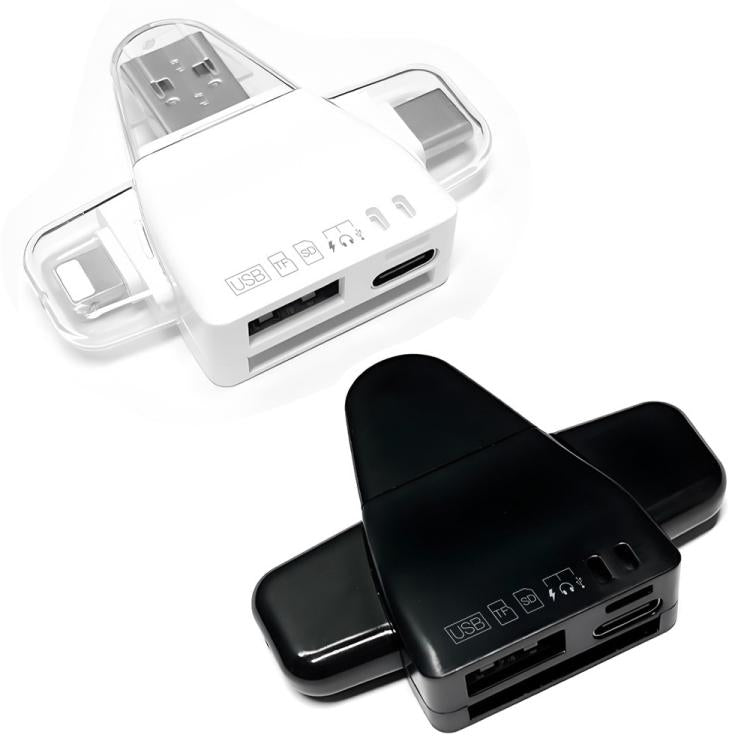 Lector de Tarjetas Universal 7 en 1 Aj-701 USB-A a USB-C y Micro USB (Negro)