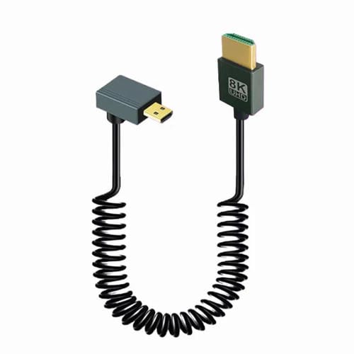Cable de Resorte HDMI 2.1 Micro HDMI 8K 60 Hz 0,5 m con Curvatura Positiva