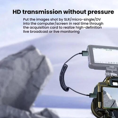 Cable HDMI 2.1 Micro HDMI 8K 60 Hz con Resorte y Curvatura Inversa 0,5 m