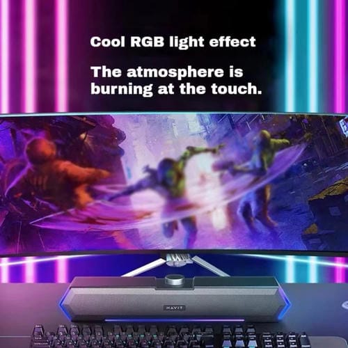 Altavoz con Cable para Computadora de Escritorio Havit M19 con Iluminación RGB (Blanca) Versión Estándar
