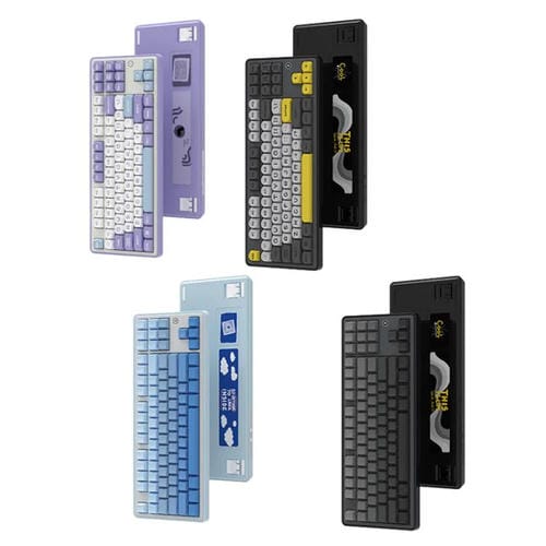 Teclado Mecánico Inalámbrico Bluetooth Ajazz Ak870 Trimodo para Juegos con Interruptores En Caliente Personalizados y RGB (Flying Fish Axis Blue Gradient)