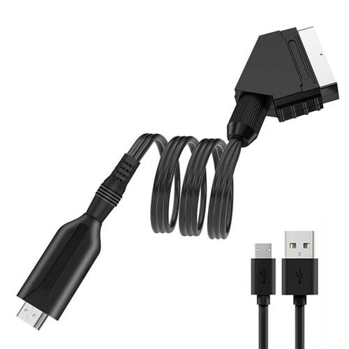 Convertidor HDMI a Scart para Decodificadores, Consolas de Juegos, Audio y Vídeo (Negro)