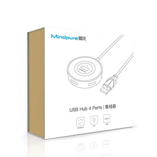 Concentrador de Expansión Mindpure US018 USB 2.0 de 4 Puertos para Ordenador, Longitud 0,5 m (Blanco)