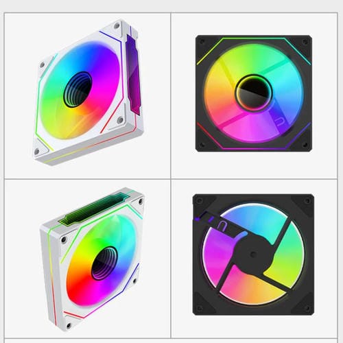 Ventilador Prism 4Rro para Caja de Ordenador, 12 cm, ARGB, Sincronización PWM, Silencioso (Marco Negro Invertido)