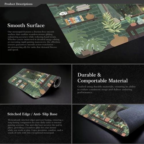 Alfombrilla de ratón con diseño de rana base goma antideslizante para portátil 300x600x2 mm (Verde)