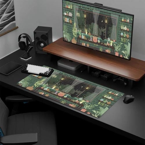 Alfombrilla de ratón con diseño de rana base goma antideslizante 300x800x3 mm (Verde)