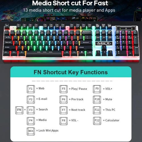 Juego teclado y ratón iMICE AN-350 para juegos con cable teclas suspendidas sensación mecánica (Negro)