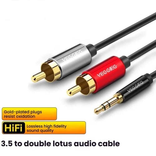Cable de audio VEGGIEG 3,5 mm a 2 RCA para altavoces móvil y ordenador (3 m)