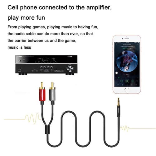 Cable de audio VEGGIEG 3,5 mm a 2 RCA para altavoces móvil y ordenador (1 m)