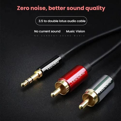 Cable de audio VEGGIEG 3,5 mm a 2 RCA para altavoces móvil y ordenador (1 m)