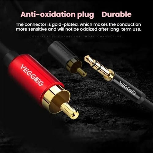 Cable de audio VEGGIEG 3,5 mm a 2 RCA para altavoces móvil y ordenador (10 m)
