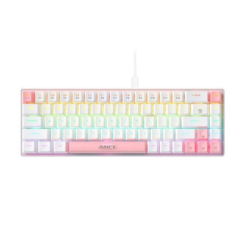 Teclado mecánico iMICE GK-690 con cable tipo C (Blanco y Rosa)