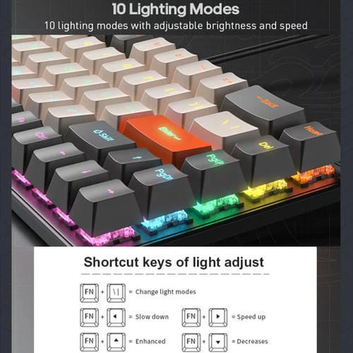 Teclado mecánico iMICE GK-690 con cable tipo C (Negro, Naranja y Blanco)