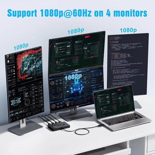 Adaptador KVM KCEVE MSTH14 USB Tipo C a 4 puertos HDMI