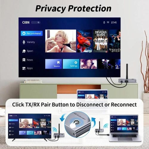 Extensor HDMI inalámbrico 2 en 1 4K 30 Hz 100 m transmisor y receptor punto a punto
